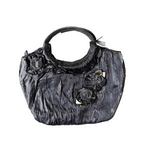 Vintage Laila Rowe BOHO‎ Handbag Satin Pleated Coquette Floral Y2K Cottagecore